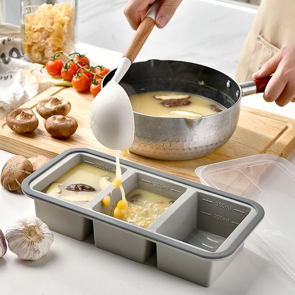 2/3 Grid Silicone Freezer Tray Food Grade Ice Cube Tray  for Storing Broth, Leftovers, Rice, Sauce