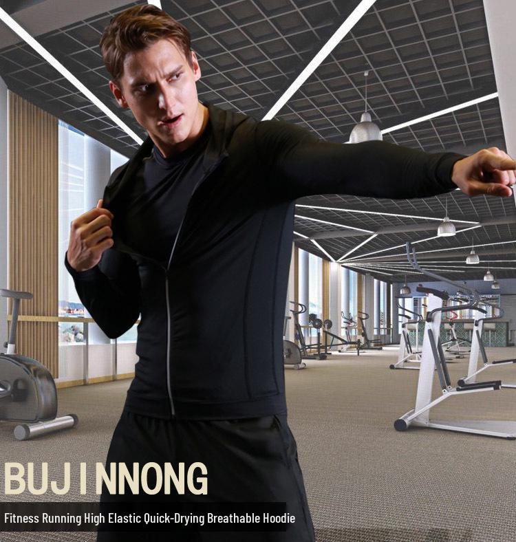 Podzimní/Zimní Rychleschnoucí Sportovní Mikina s Kapucí - Běžecká Fitness Bunda s Dlouhým Rukávem