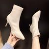 Fashion Spring Fall Fine Heeled Boots Female Padded High Heels Winter Pointed Elastic Skinny Boots French Bare Boots
