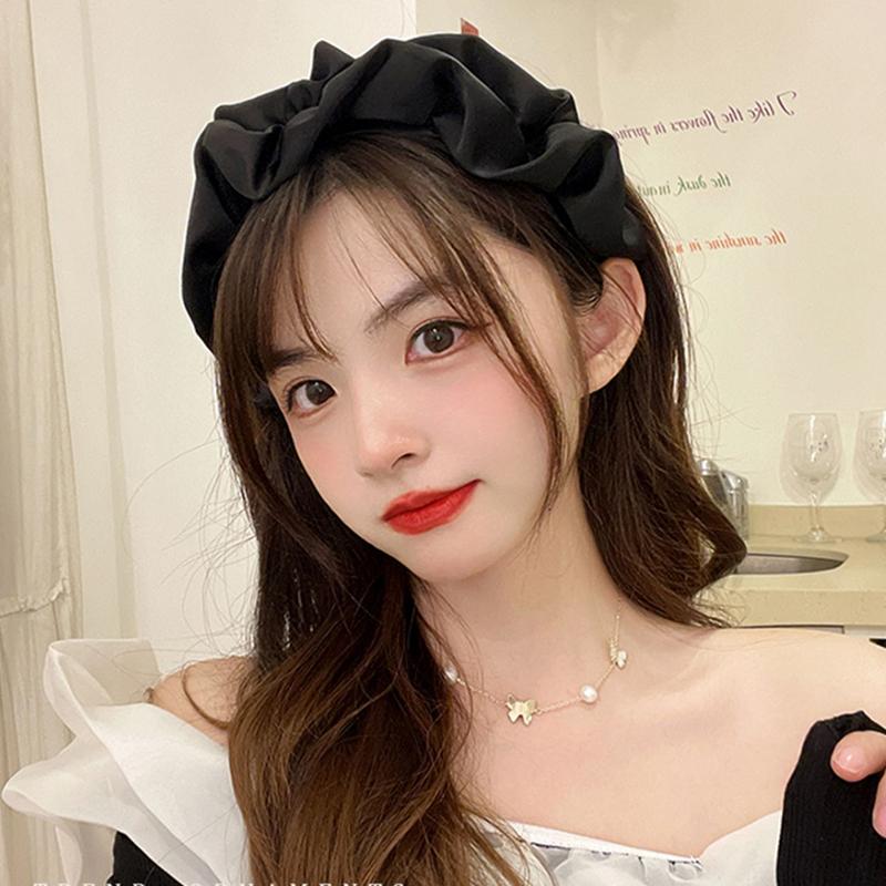 Modische Haarreifen, Haarbänder für Frauen und Mädchen, Blumen, einfarbig, Slik-Stirnbänder, plissiertes breites Haarband, Haar-Accessoires, Kopfbedeckungen