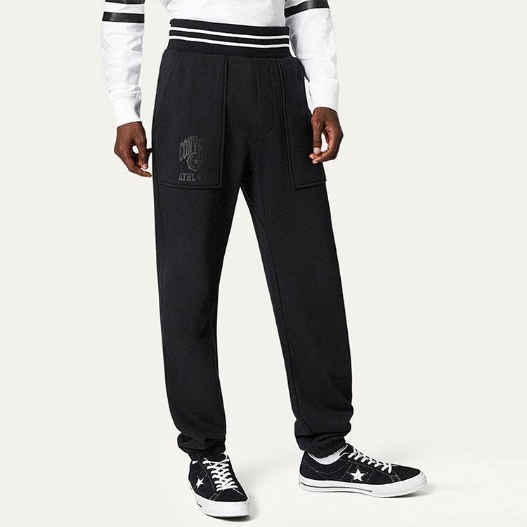 Converse Gestrickte Jogginghose Herren Schwarz Moderate Gerade Passform Hose 10018340-A03