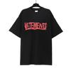 T-shirt in cotone puro a doppia filatura, lavata e invecchiata, con stampa di lettere Vetements, versione alta transfrontaliera, per uomo e donna