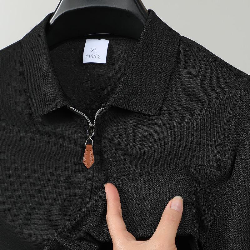 2026 Spring/Summer New Casual Collar Zipper Cotton Polo Neck Men's Business Casual Shirt