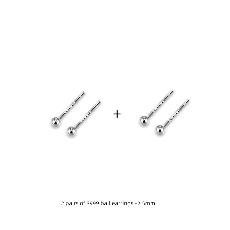 

Sleep S999 Sterling Silver Women s No Need to Take off Simple Small Ear Studs 2.5mm s999 round ball stud earrings