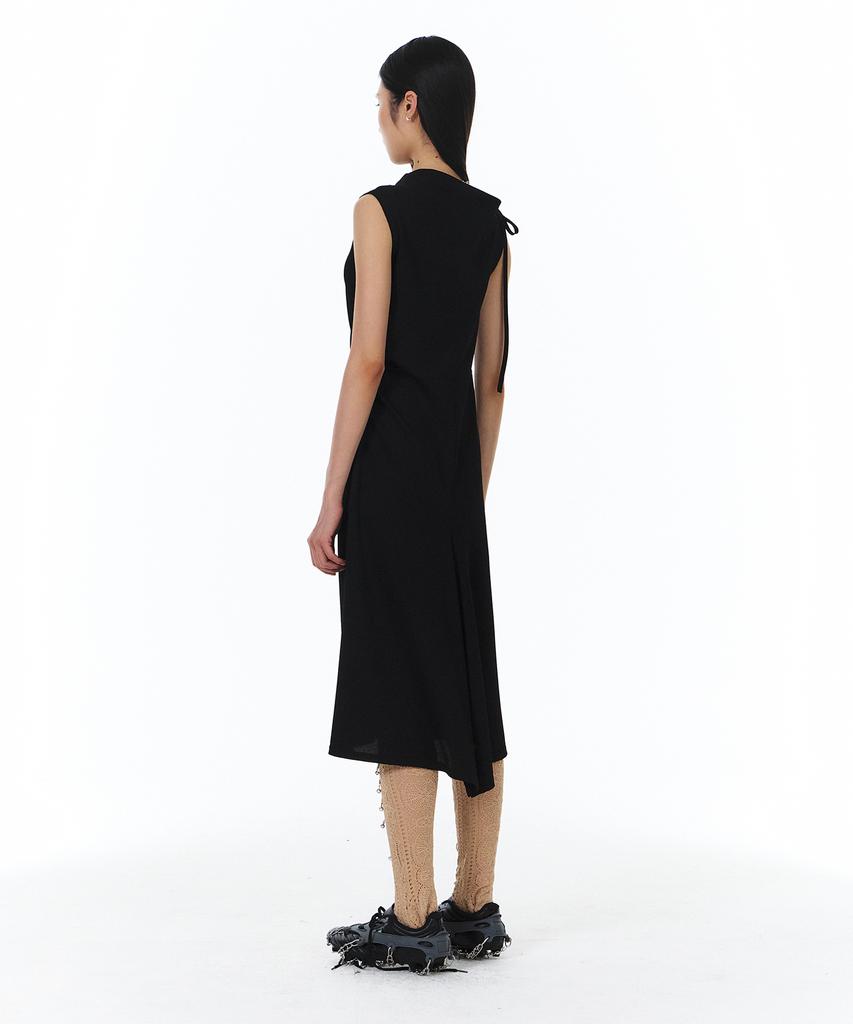 Yunse Waffle Ribbon Dress (Black)