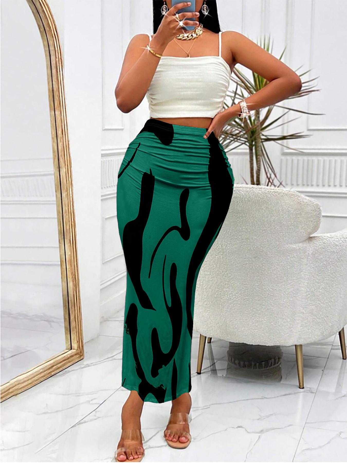 

European & American Women s Zebra Print High-Waist Fishtail Skirt Small