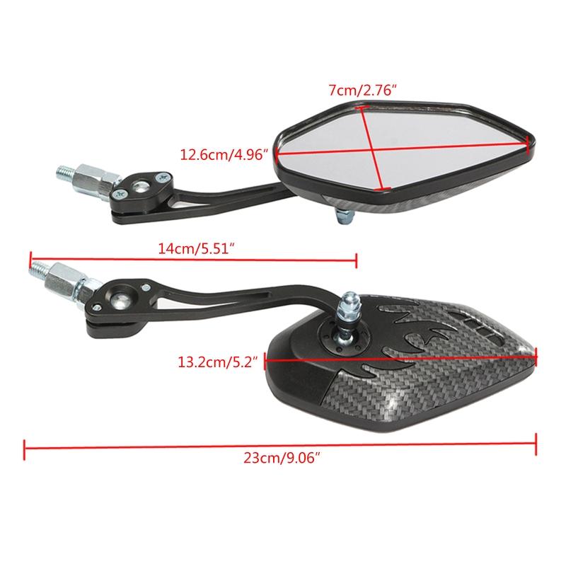 Pairs of Distinctive Flame 8mm 10mm Rearview Side Mirror for Motorcycle Scooter Moped Bike
