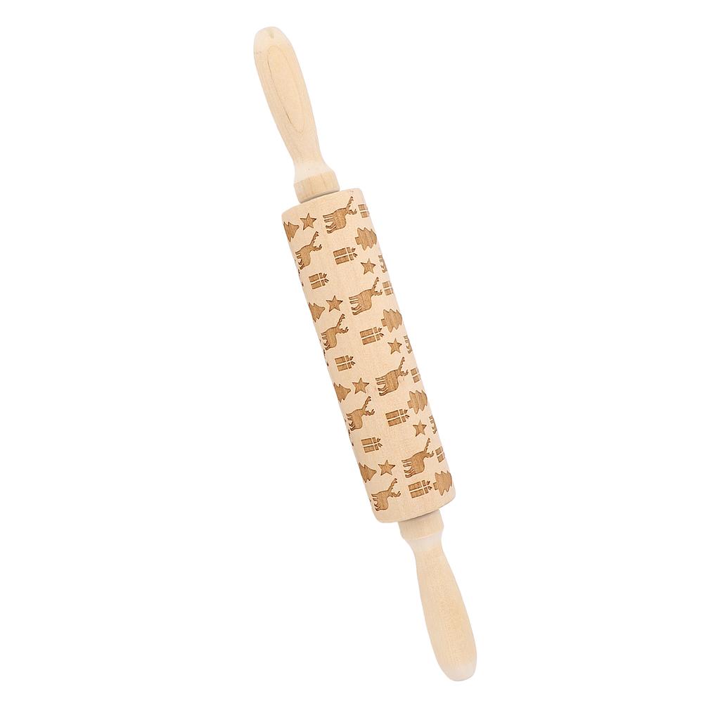 Wooden Rolling Pin Multifunctional Embossed Cook Classic Rolling Pin for Baking Fondant JM01674