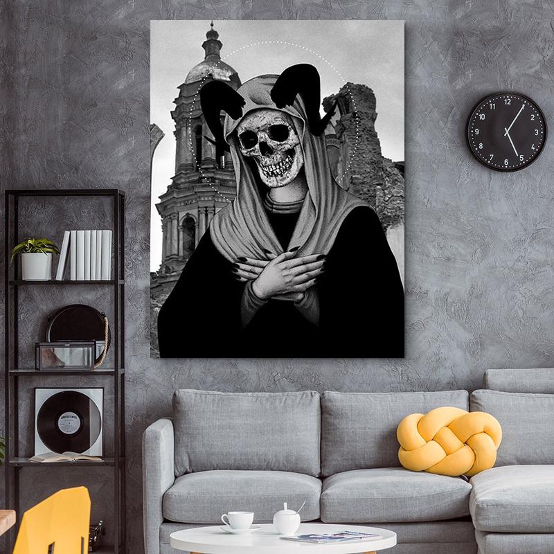 Nun Skeleton Woman Posters and Prints Wall Art Picture Horror Portrait Canvas Painting Living Room Home Decoration Gifts Cuadros