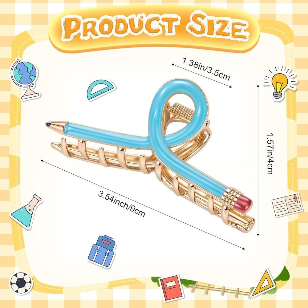 Novelty Pencil Hair Clips Cute Metal Barrettes Fashion teacher hair clips Classroom