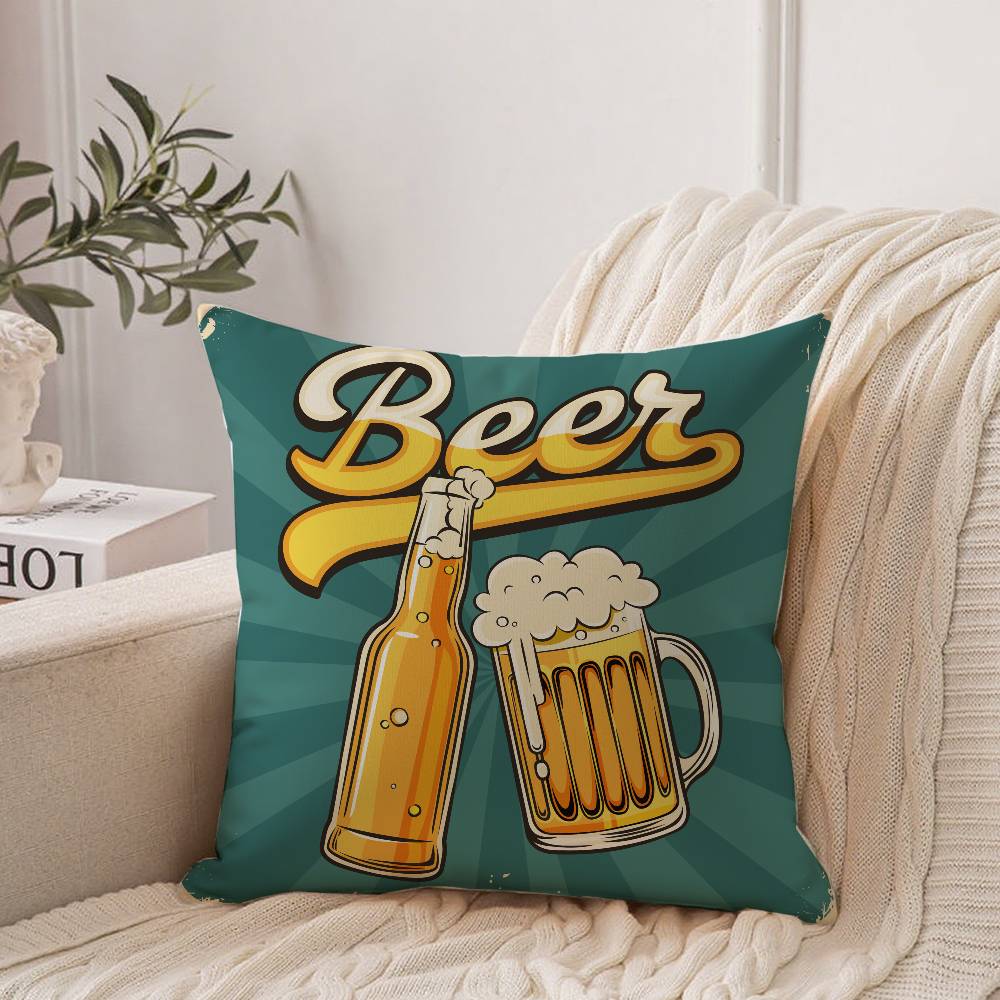 Beer Wine Retro Style Pillow Case Home Decor Throw For Sofa Bed Car Room Decor Gift Idea