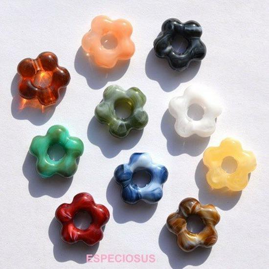 19MM Plum Blossom Imitation Porcelain Acrylic Beads, Retro Chinese Style Floral Spacer Beads for Jewelry Making