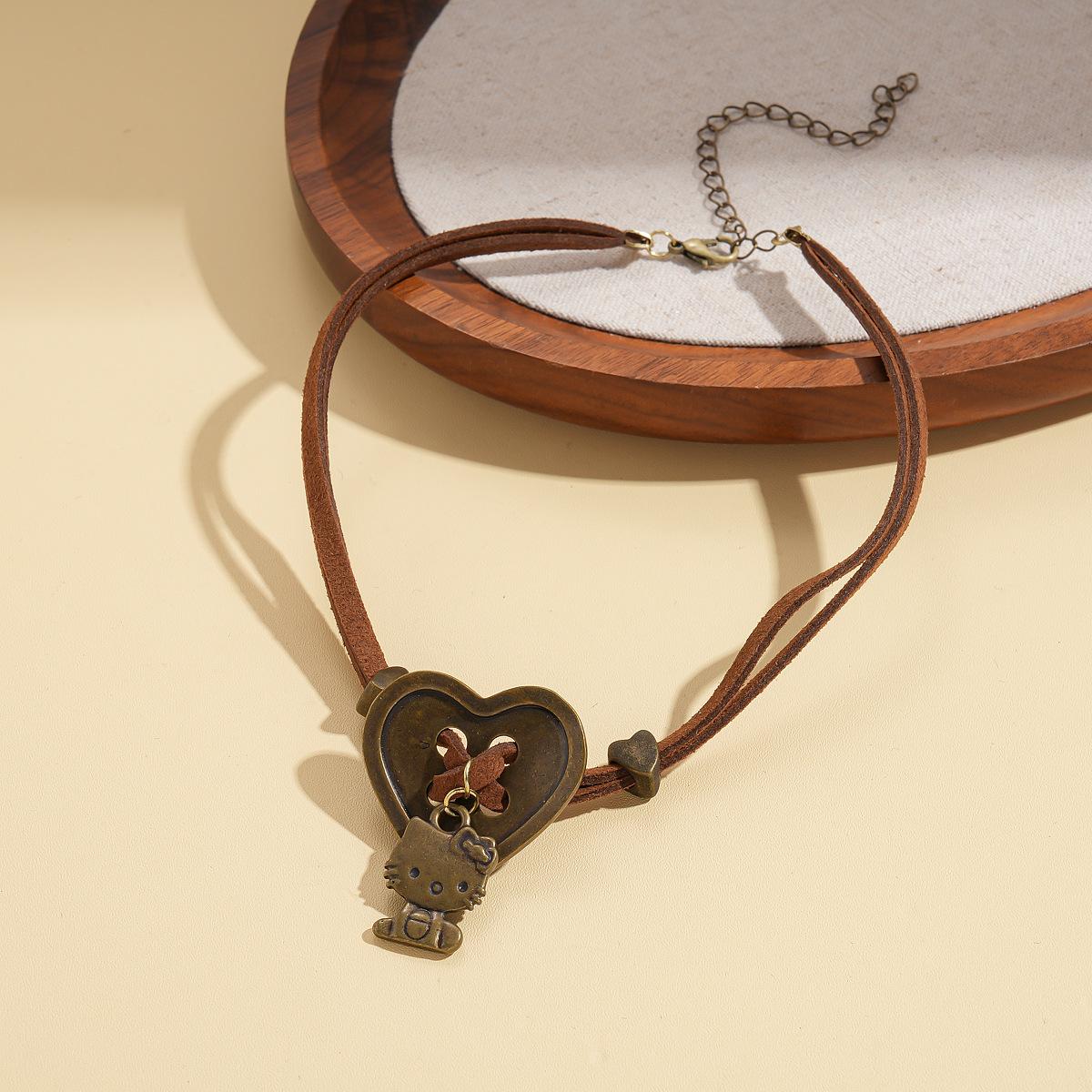 Maillard Bronze Love Kitten Sweater Necklace Personality ins Temperament Items