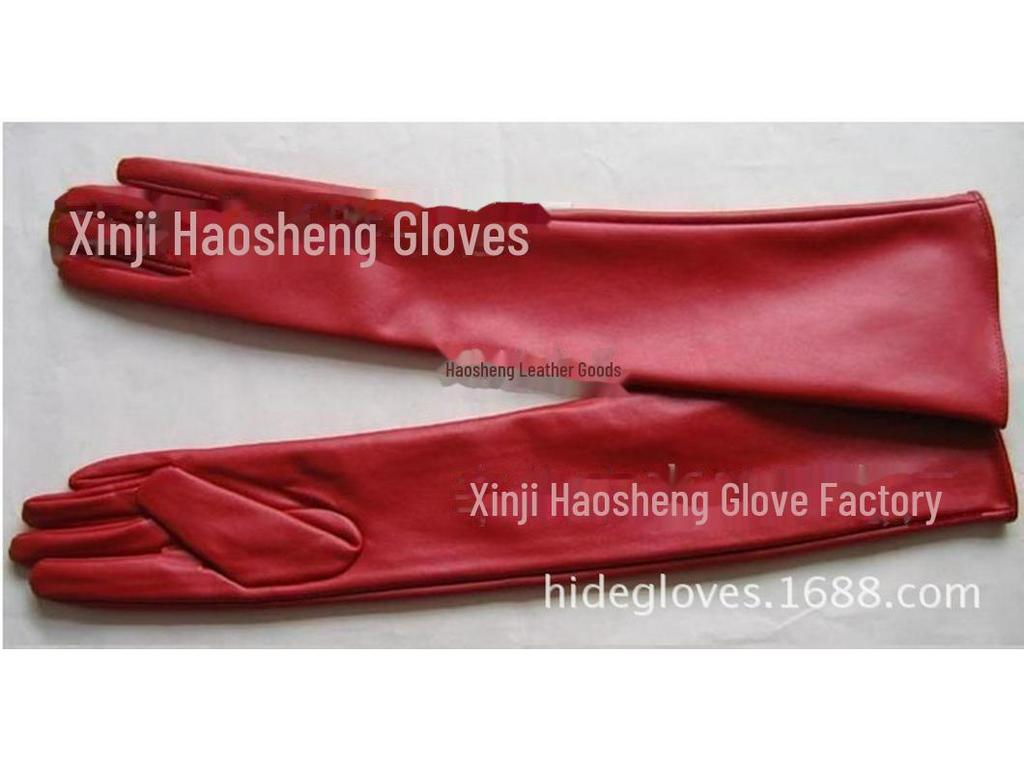 Women's 50CM Extra Long PU Leather Over-Elbow Gloves - Fashionable Imitation Leather Arm Covers