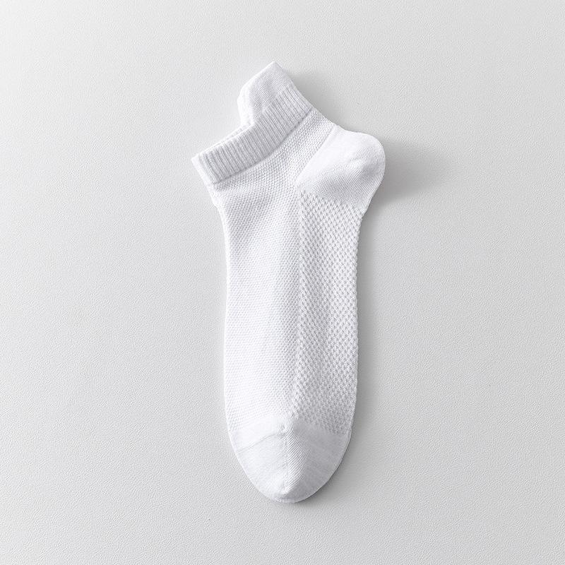 Men's Summer Thin Pure Color Simple Sweat Absorbing Breathable Ear Lifting Mesh Low Top Socks