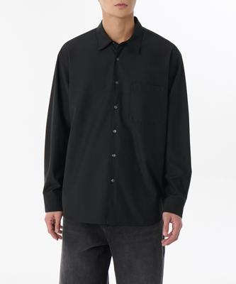 Relaxed Wool-Like Shirt [Black]