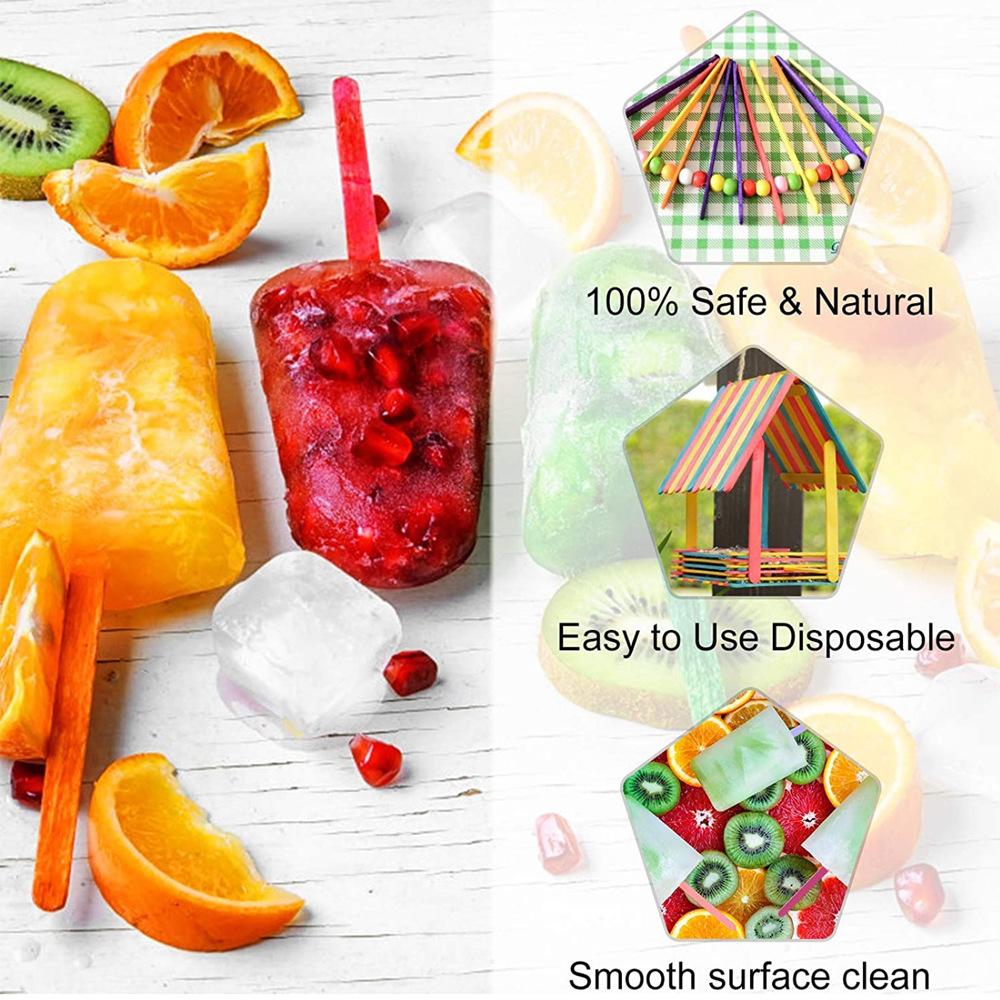 Color Popsicle Stick Ice Cream Stick Kindergarten Handmade Diy Material 114*10*2mm 50 Pcs