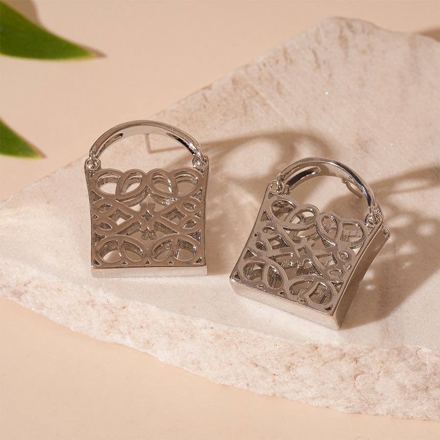 

Chinese Knot Sterling Silver Earrings: Real Gold Plated with Metallic Pattern, Unique Retro Design for Women