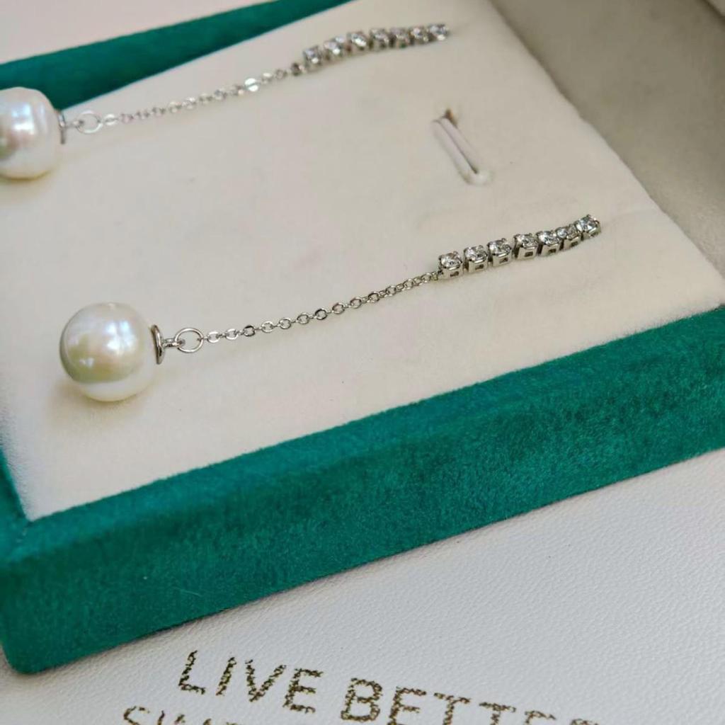 Zhuji Freshwater Baroque Pearl Long Earrings