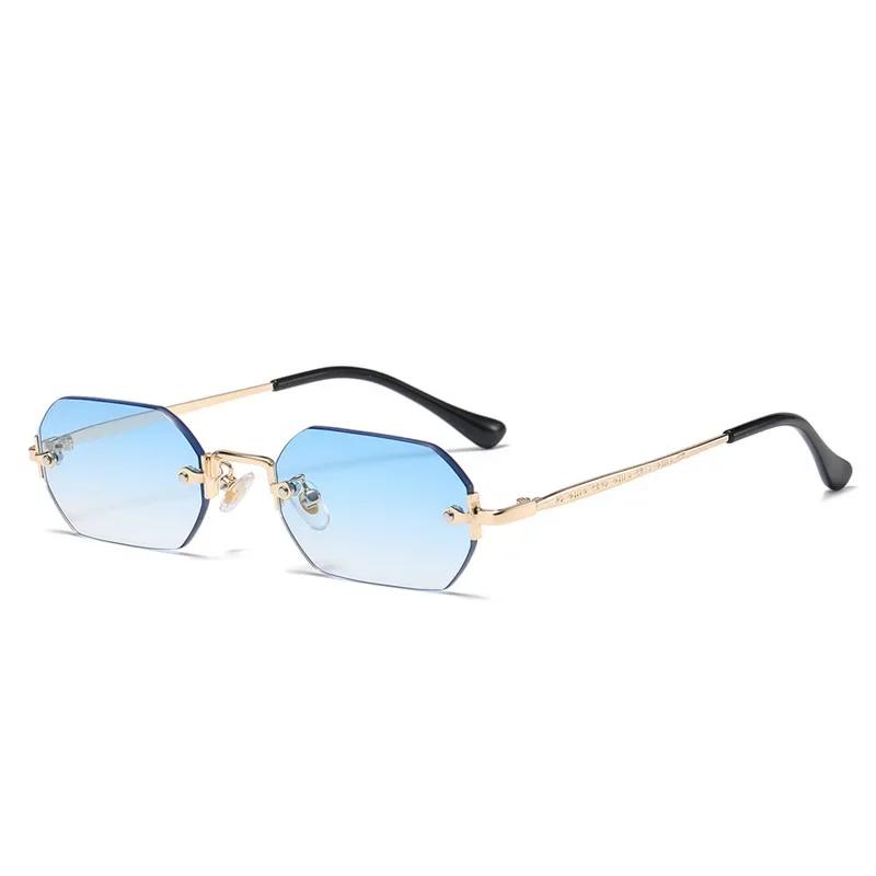 

Vintage Rimless Polygon Sunglasses Women Men Luxury Brand Designer Popular Travel Small Frame Sun Glasses Ladies As picture
