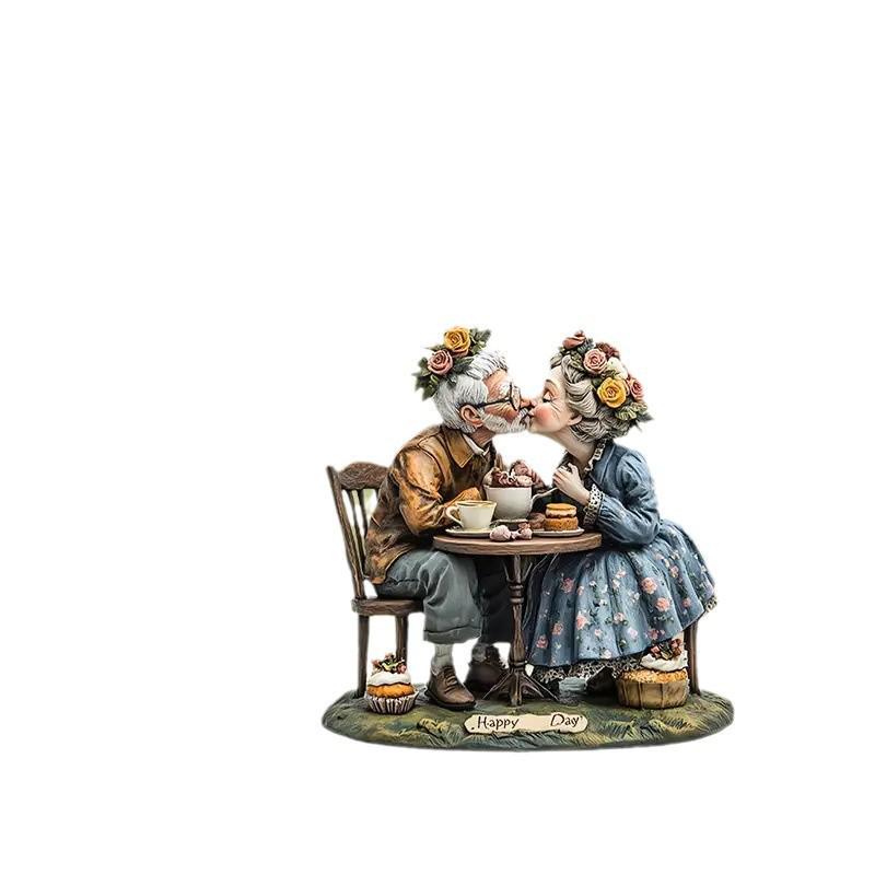 Charming Elderly Couple Acrylic Ornament - Ideal for Valentine's, Home & Party Decor