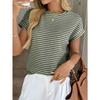 Summer New Women's Round Neck Pullover Two-color Knitted Short-sleeved Top