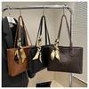 Retro Thread Design Women Pu Leather Shoulder Bags Large Capacity Ladies Work Tote Bag Elegant Scarf Female Handbags with Zipper