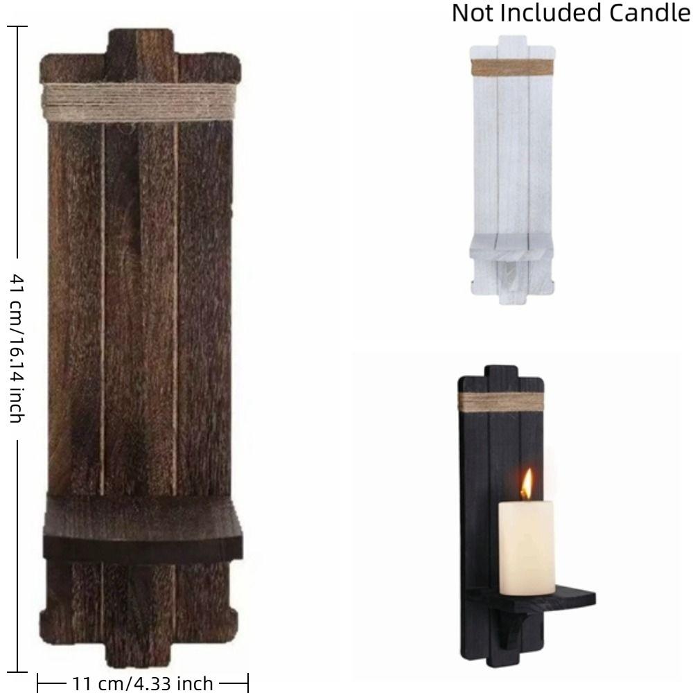 Farmhouse Wooden Wall-Mounted Candlestick Vintage Rustic Floating Shelf Wall Hanging Candle Holders Entryway