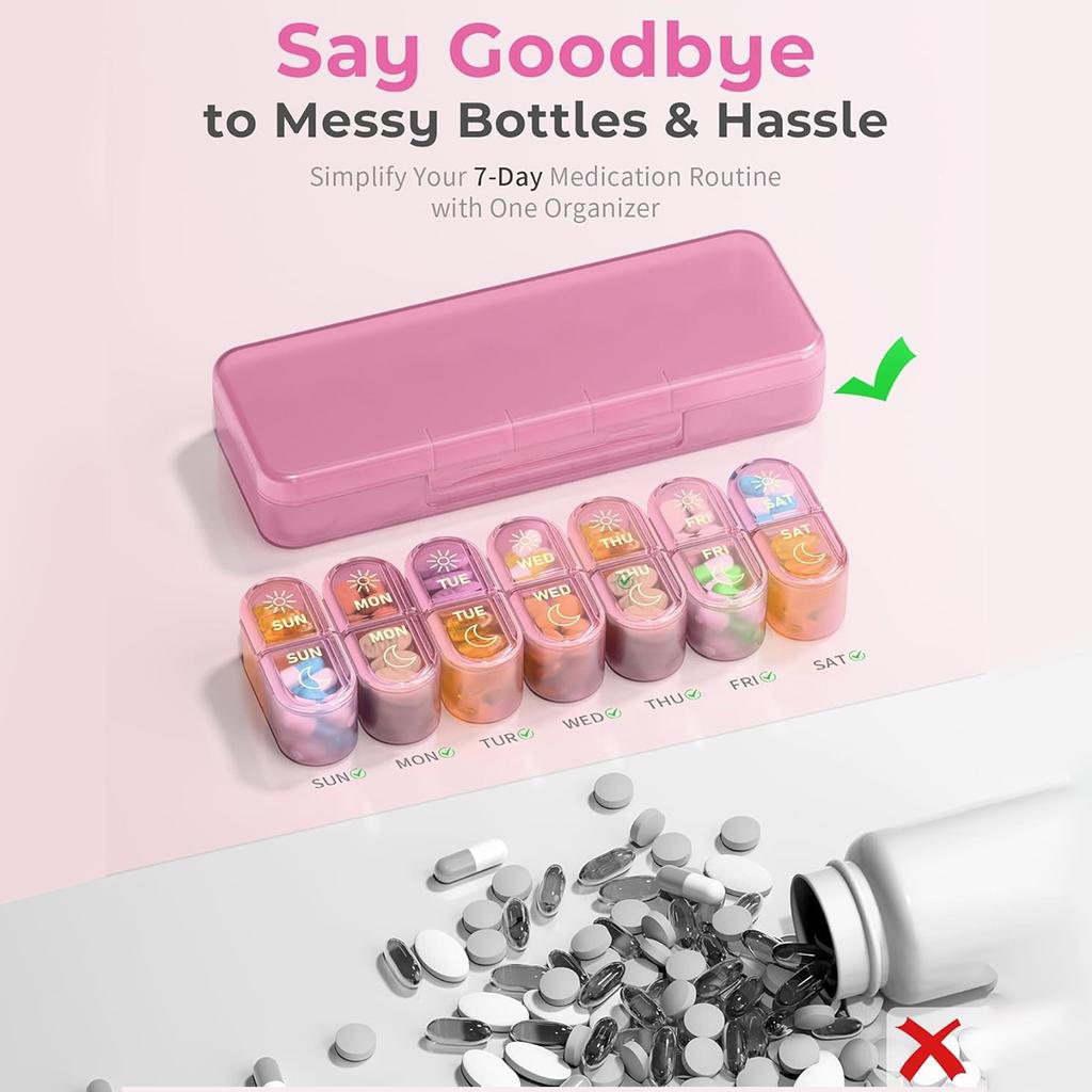 7 Days Pill Organizer Medicine Box Daily 1 Times Vitamins Drugs Travel Portable Pills Storage Box Moisture-proof Medicine Box