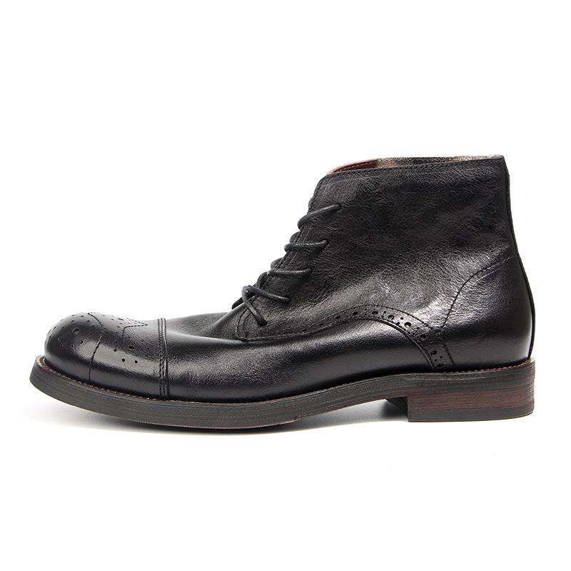 Cowhide Men's Boots Genuine Leather Shoes Men Brogues Ankle Boots Handmade Retro Leather Boots Luxury Men's Formal Shoes