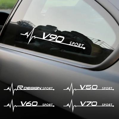2Pcs Car Window Body Stickers, Heartbeat Sport Logo Decor Decals for XC40 XC60 XC90 S60 S90 V50 Auto Exterior Accessories