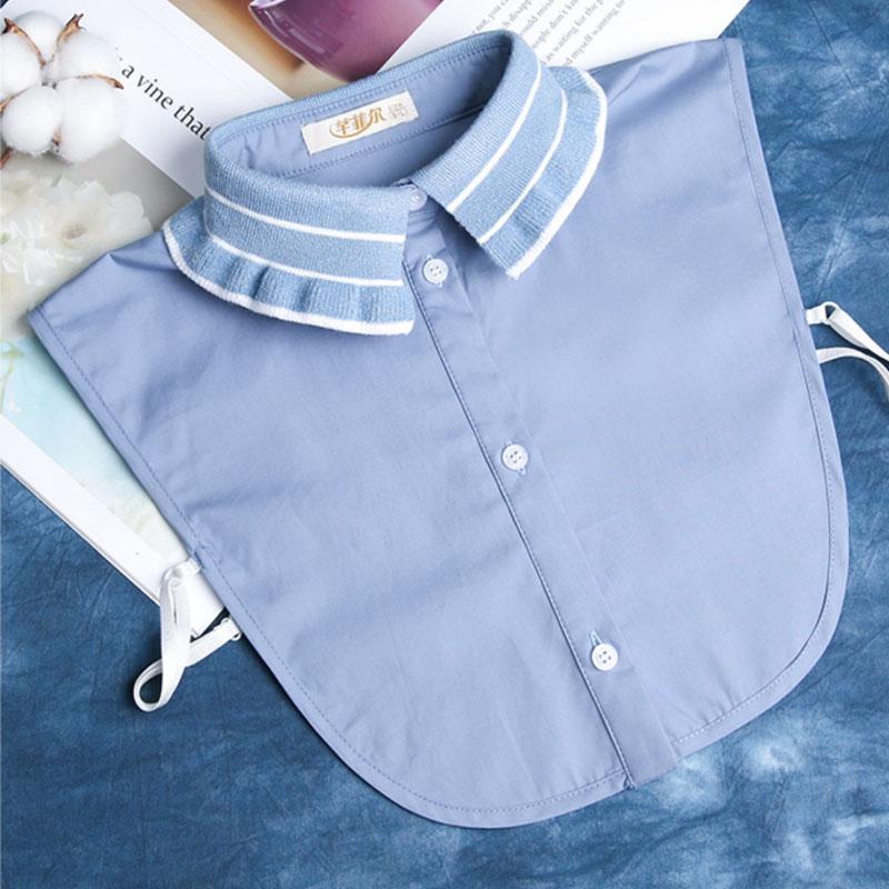 Fashion Stripe Fake Shirt Collar Women Removable Peto Mujer Chemisier Tie White False Collar Woman Detachable Collars Faux Col