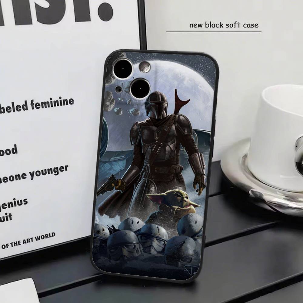 Disney The Mandalorian for iPhone 15 16 14 Plus 13 12 11 17 Pro Max 17 Air Black Soft Phone Cover