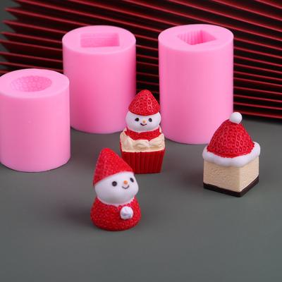 Cartoon Candle Silicone Molds Christmas Theme Strawberry Cake Snowman Candle Mould for DIY Christmas Craft Decorations