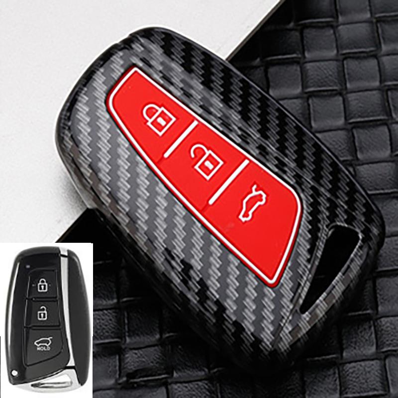 3/4 Buttons Carbon Auto Key Fob Cover Housing Fit For Hyundai Santa Fe Sport Ix45 Equus Centennial Genesis G80 Grandeur Azera 2013-
