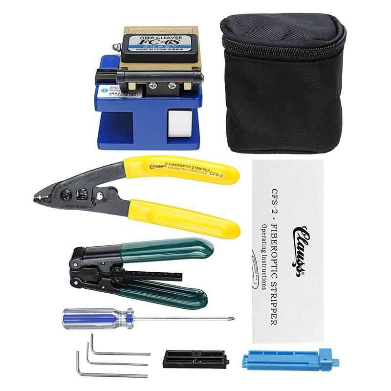 FC-6S Fiber Optic Splice Tool FTTH Cutting Fiber Knife Fiber Cleaver Optical Power Meter Fiber Cutter Knife Tool Kit Set