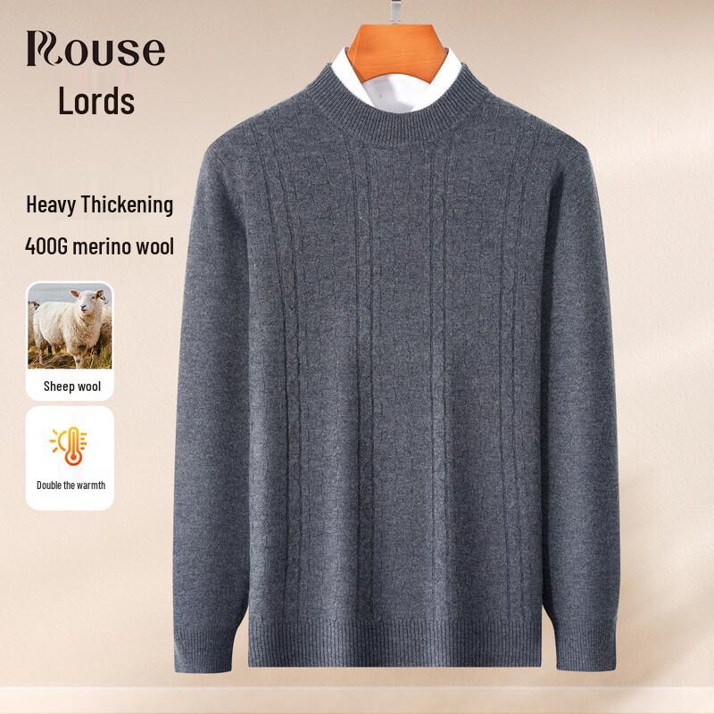 Luozi Men s Round Neck Wool Blend Sweater L