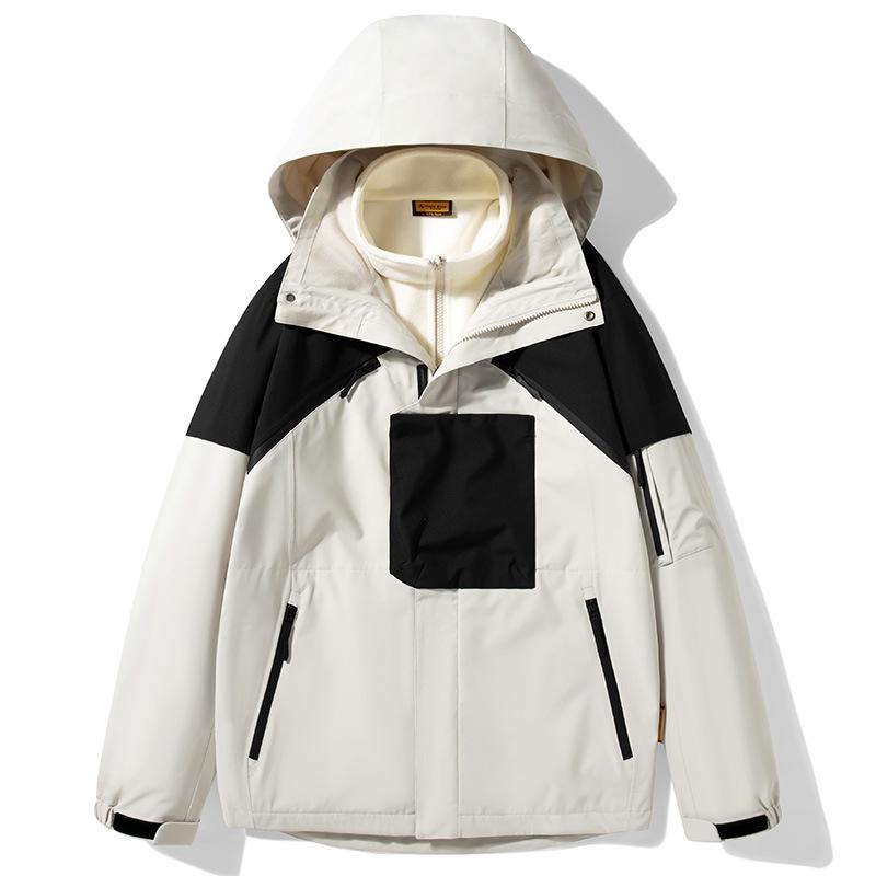 Autumn and Winter Outdoor Jacket Men's Three-in-one Detachable Two-piece Set Thickened Mountaineering Clothing Two-piece Jacket