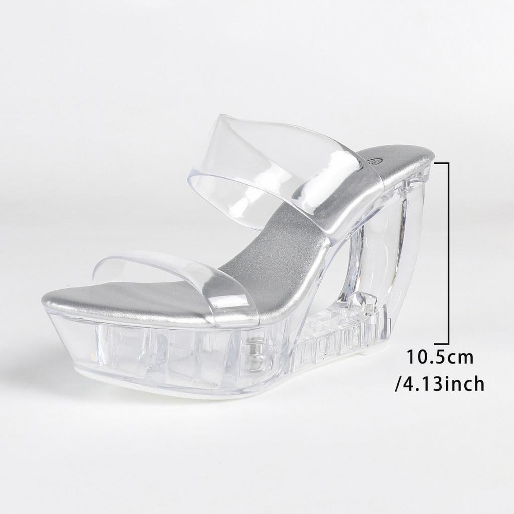 10.5cm Euro Transparent Chunky Heel Slippers Rhinestone Platform Summer Shoes Sexy Fairy Women Footwear LFD-1108WG-Q5