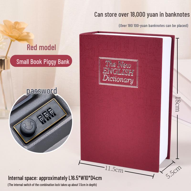 Three Kingdoms Lockable Metal Book Safe & Piggy Bank
