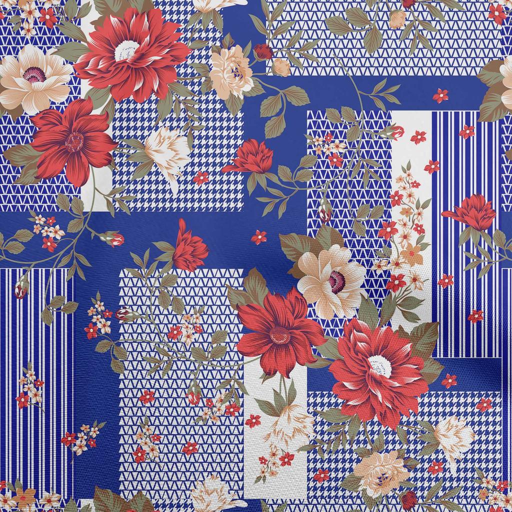 oneOone Cotton Flex Dark Beige Fabric Asian Floral With Geometrical Texture Sewing Craft Projects Fabric Prints By Yard 40 Inch