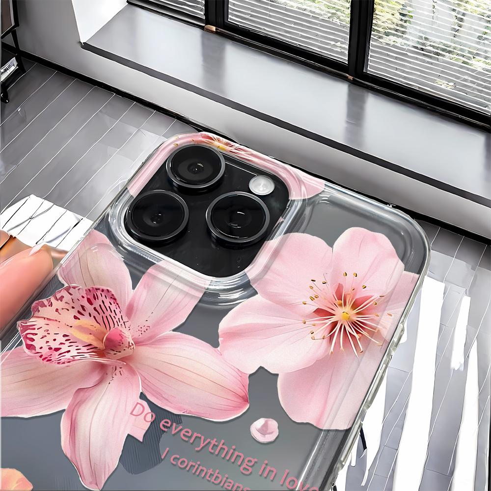 Pink Big Flower Phone Case For IPhone 16 15 Case IPhone 11 13 12 14 Pro Max XR X Xs Max 7 8 Plus Cover Case Funda Coque Bumber