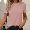 Ladies Summer Short Sleeve O Neck Solid Color Pullover T Shirt Top