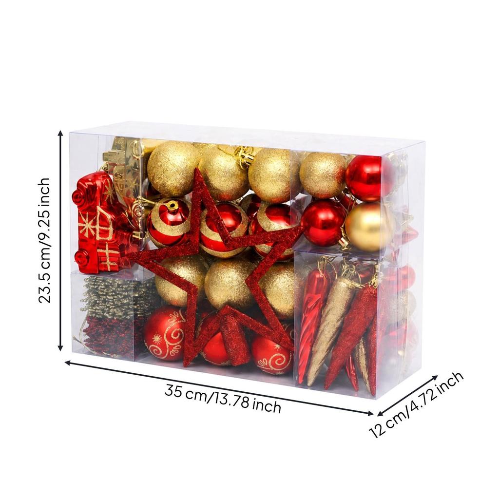 102 Pieces Christmas Tree Hanging Decorations Festive Assorted Decoration Set Easy to Hang