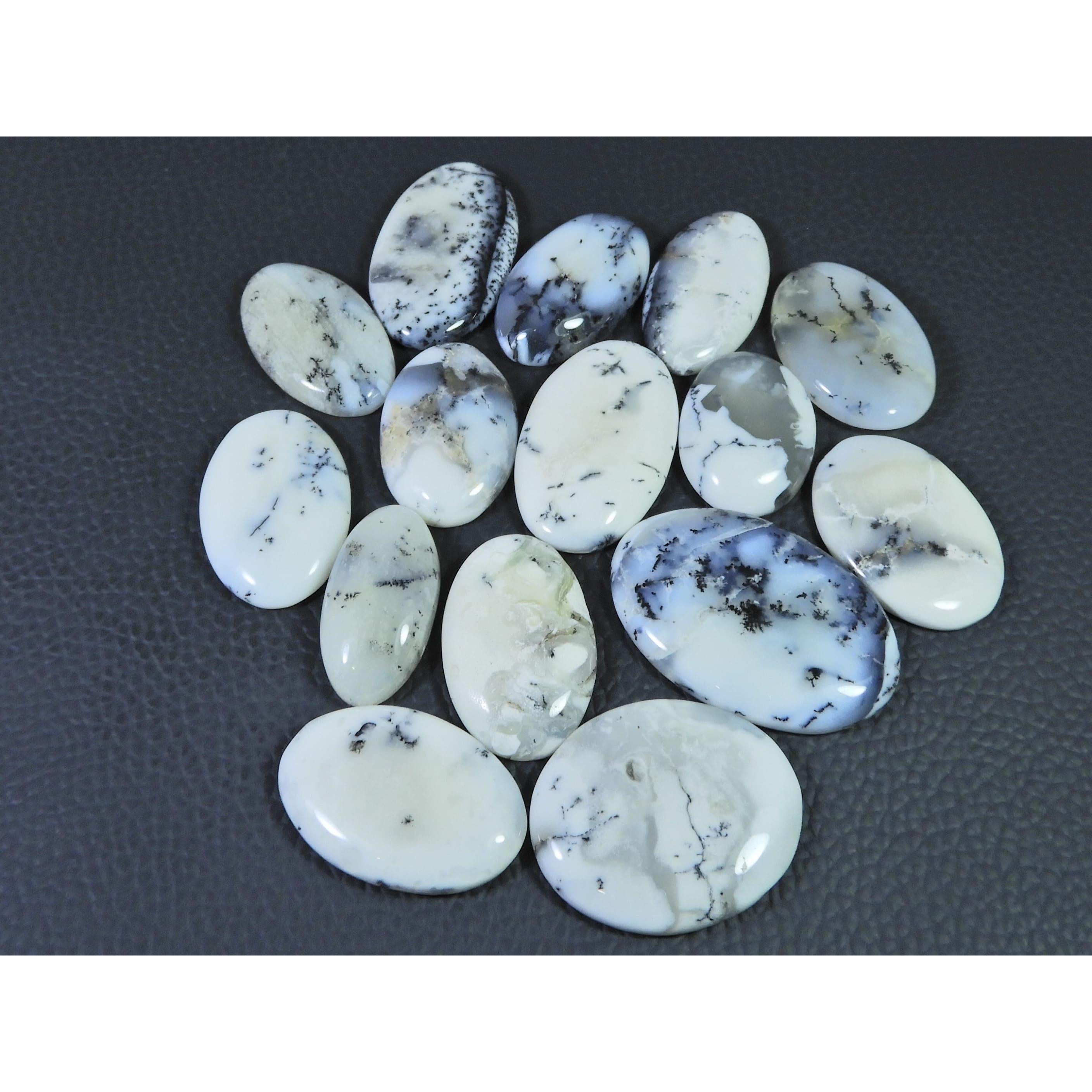 340Cts. Natural Dendrite Opal Agate Oval Cabochon Loose Gemstone 15Pcs Lot C-2005