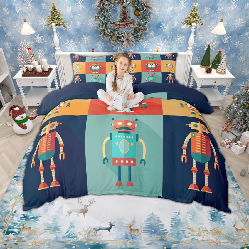 Homewish Cartoon Auto Bettwäsche-Set Für Kinder Jungen 2-teilig/3-teilig Polizeiauto LKW Traktor Bettwäsche Baustellenfahrzeuge Bettwäsche-Set