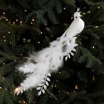 New Realistic Glitter Christmas Peacock Ornaments Glitter Simulate Simulation Bird Decor Faux Peacock Festive Atmosphere