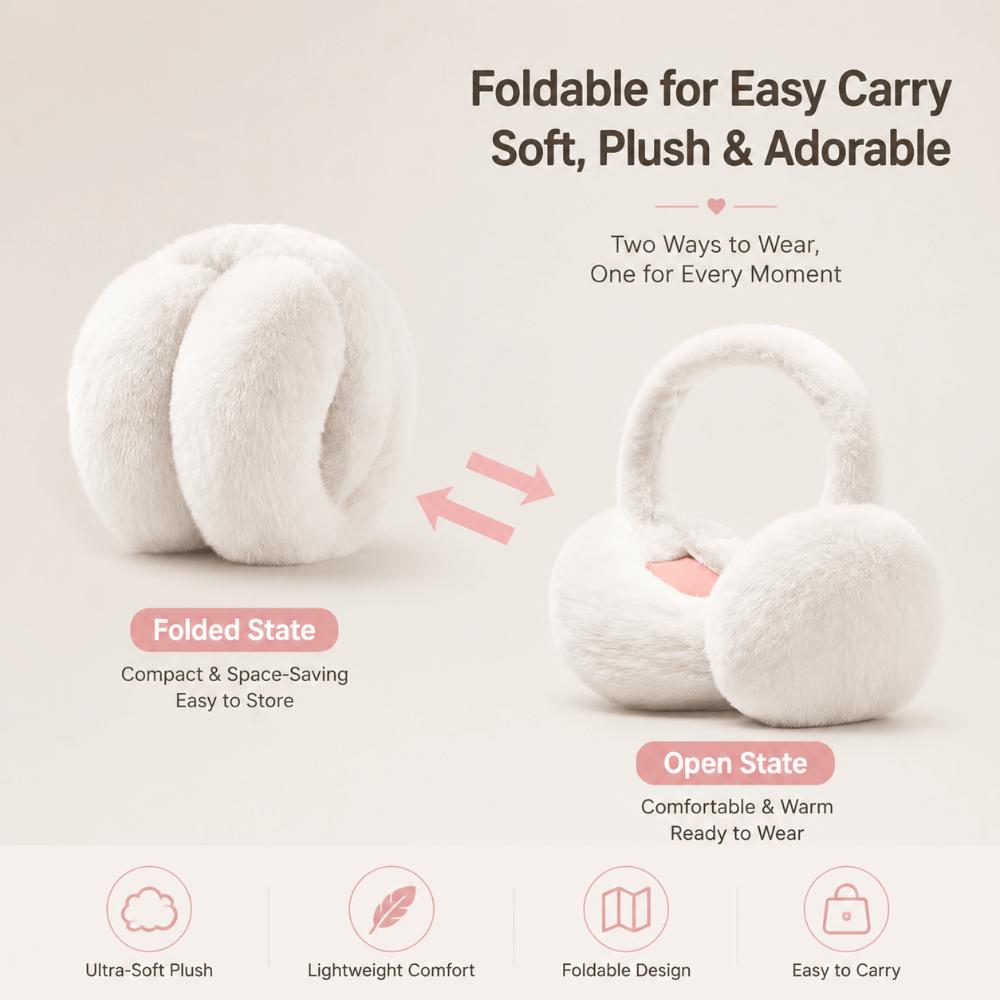 Folding Winter Earmuffs Warm Earflap Protection Fashion Plush Earmuffs Outdoor