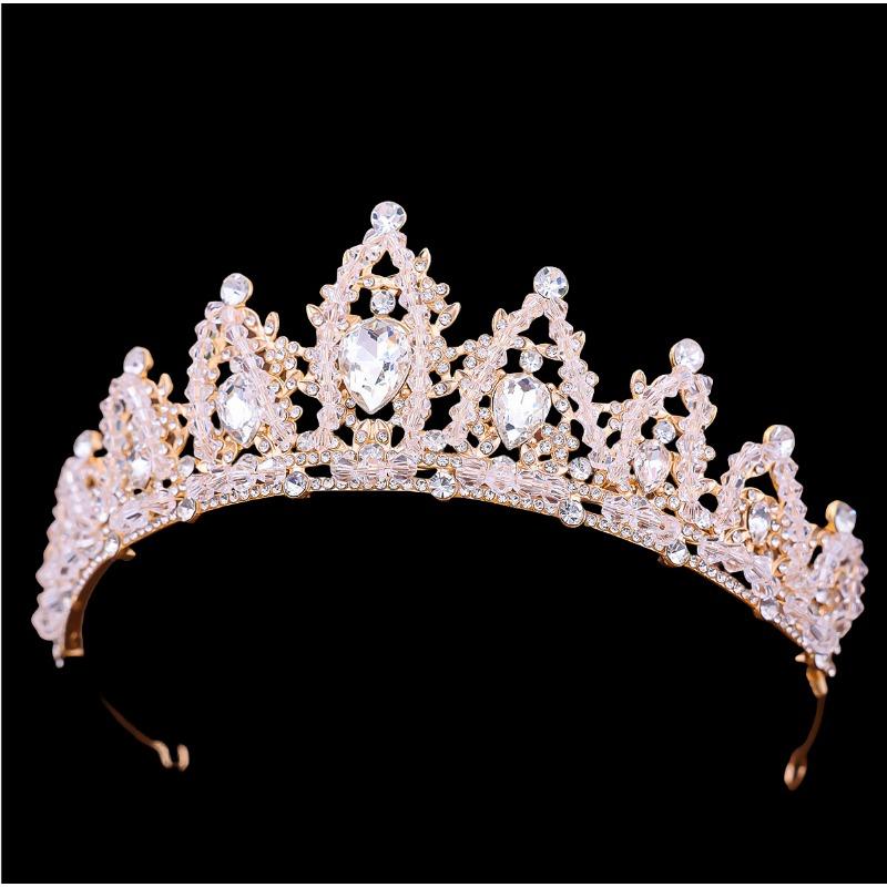European and American Bride Crown Rhinestone Headwear Baroque Princess Water Drop Crown Wedding Hair Accessory Dress and Wedding Dress Accessories