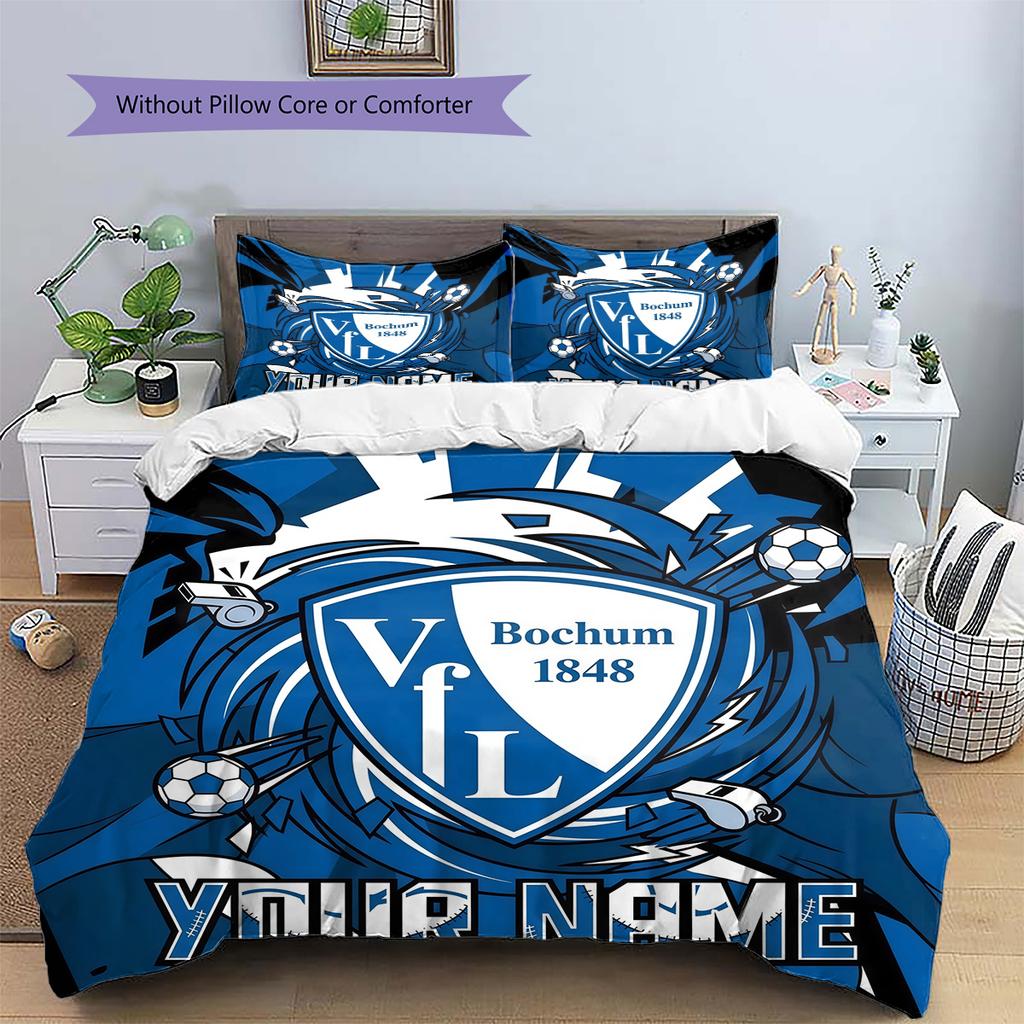 Custom Name VfL Bochum Pattern Bedding Quilt Set Home Decoration Gift (1 * duvet cover + 2 * pillowcase without core)